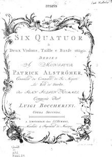 Partition violon 1, 6 corde quatuors, G.165-170 (Op.8), Boccherini, Luigi
