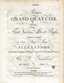 Partition violoncelle, Grand flûte quatuor en G, Op.2, G, Granier, Louis