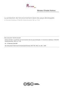 La protection de l environnement dans les pays développés - article ; n°1 ; vol.258, pg 77-85