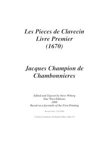 Partition complète of all mouvements, Les pièces de Clavecin, Livre Premier