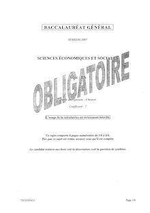 Sujet du bac ES 2007: Sciences Economiques Obligatoire