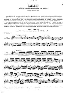 Partition violon 1, Deux airs variés pour le Violon avec accompagnement d un second violon et basse