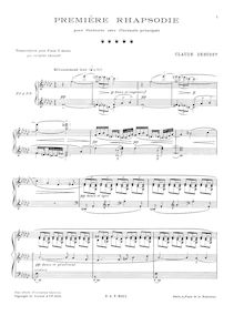 Partition complète, Première rapsodie, Debussy, Claude