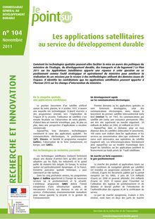 Les applications satellitaires au service du développement durable.