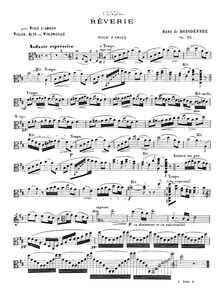 Partition viole de gambe d amore , partie, Rêverie, Op.55, Boisdeffre, René de