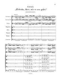Partition complète, Gedenke, Herr, wie es uns gehet, BWV 217, D minor