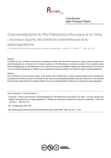 Chronostratigraphie du Plio-PIéistocène d Auvergne et du Velay : nouveaux apports des datations radiométriques et du paléomagnétisme - article ; n°1 ; vol.20, pg 9-18