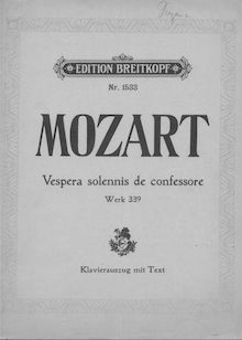 Partition complète, Vesperae solennes de confessore, C major, Mozart, Wolfgang Amadeus par Wolfgang Amadeus Mozart
