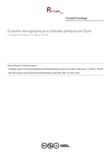 Évolution démographique et attitudes politiques en Syrie. - article ; n°3 ; vol.49, pg 725-749