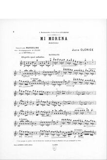 Partition mandoline , partie, Mi Morena, Habanera, D minor, Clérice, Justin