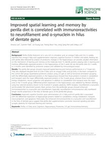 Improved spatial learning and memory by perilla diet is correlated with immunoreactivities to neurofilament and α-synuclein in hilus of dentate gyrus