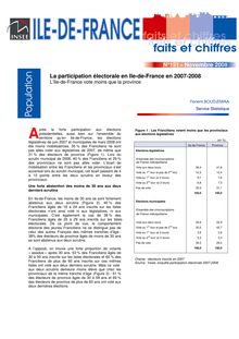 La participation électorale en Ile-de-France en 2007-2008  L Ile-de-France vote moins que la province   