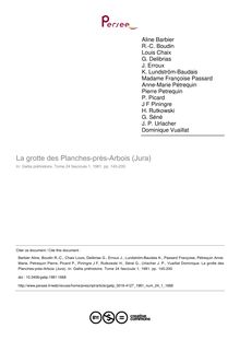 La grotte des Planches-près-Arbois (Jura) - article ; n°1 ; vol.24, pg 145-200