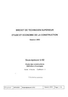 Définition d ouvrages 2002 BTS Étude et économie de la construction