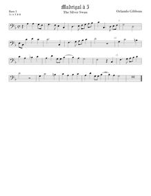Partition viole de basse 1, basse clef, pour Silver Swan, Gibbons, Orlando