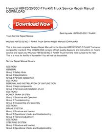 Hyundai HBF20_25_30C-7 Forklift Truck Service Repair Manual DOWNLOAD