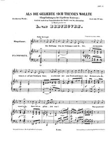 Partition complète, Song, Als die Geliebte sich trennen wollte, Empfindung bei Lydiens Untreue par Ludwig van Beethoven