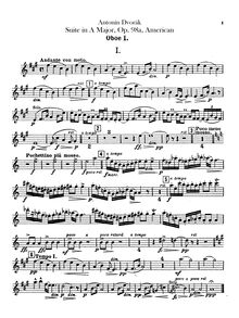 Partition hautbois 1, 2, American, A major, Dvořák, Antonín