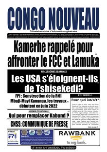 Congo Nouveau N° 1641 - Du vendredi 22 au dimanche 24 avril 2022