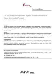 Les industries moustériennes à petits bifaces dominants de Haute-Normandie (France) - article ; n°1 ; vol.1, pg 127-131