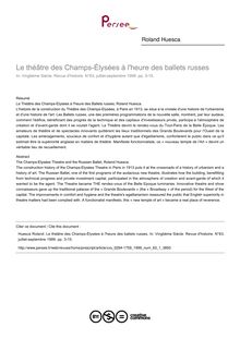 Le théâtre des Champs-Élysées à l heure des ballets russes - article ; n°1 ; vol.63, pg 3-15