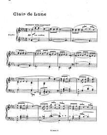 Partition , Clair de lune,  Bergamasque, Debussy, Claude