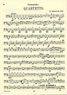 Partition violoncelle, corde quatuor No. 7 en D Major, D.94, Schubert, Franz