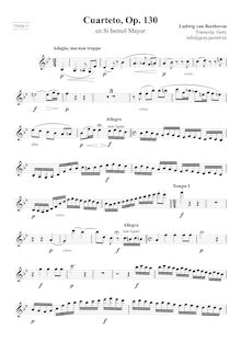 Partition violon 1, corde quatuor No.13, Op.130, B♭ major, Beethoven, Ludwig van
