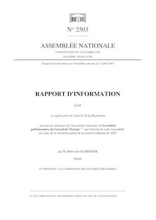 Rapport d information fait au nom des délégués de l Assemblée nationale à l Assemblée parlementaire du Conseil de l Europe sur l activité de cette Assemblée au cours de la troisième partie de sa session ordinaire de 2005