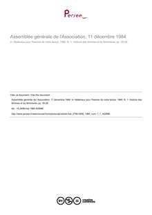 Assemblée générale de l Association, 11 décembre 1984 - article ; n°1 ; vol.1, pg 35-36