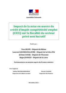 Rapport sur l impact de la mise en oeuvre du CICE sur la fiscalité du secteur privé non lucratif
