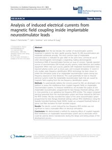 Analysis of induced electrical currents from magnetic field coupling inside implantable neurostimulator leads