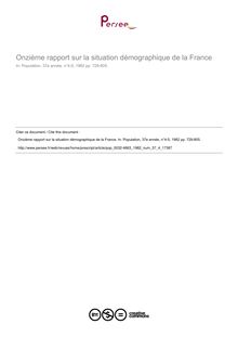 Onzième rapport sur la situation démographique de la France - article ; n°4 ; vol.37, pg 729-805