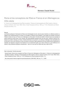 Rome et les conceptions de l Etat en France et en Allemagne au XIXe siècle - article ; n°1 ; vol.171, pg 17-44