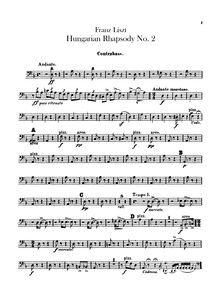 Partition Basses, Hungarian Rhapsody No.2, Lento a capriccio, C♯ minor