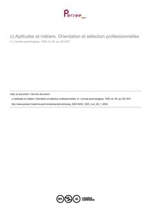 Aptitudes et métiers. Orientation et sélection professionnelles - compte-rendu ; n°1 ; vol.26, pg 621-637