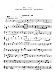 Partition trompette 1, 2 (en F), 21 Hungarian Dances (orchestre)