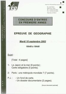 Géographie 2002 IEP Lille - Sciences Po Lille