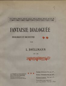 Partition couverture couleur, Fantaisie Dialoguée pour orgue et orchestre, Op.35