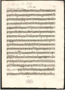 Partition hautbois 2, Concerto pour le Violon Principale avec Accompagnement de 2 Violons, Alto, Basse, flûte, 2 Hautbois, 2 Bassons & 2 Cors