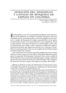 Duración del desempleo y canales de búsqueda de empleo en Colombia (Duration of Unemployment and Search Methods in Colombia)