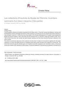 Les collections d Insulinde du Musée de l Homme. Inventaire sommaire d un trésor méconnu (1ère partie) - article ; n°1 ; vol.62, pg 163-208