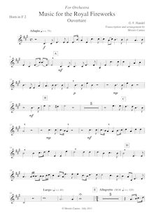 Partition cor 2 (F), Music pour pour Royal Fireworks, Fireworks Music par George Frideric Handel