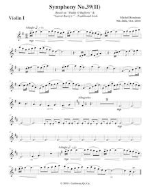 Partition violons I, Symphony No.39  Irish Green , G major, Rondeau, Michel par Michel Rondeau
