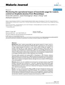 SMonitoring the operational impact of insecticide usage for malaria control on Anopheles funestusfrom Mozambique