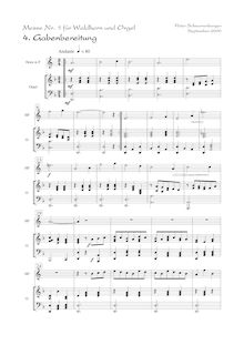 Partition Gabenbereitung (Offertorium) - score avec cor en F, Messe Nr. 1 für Waldhorn und Orgel