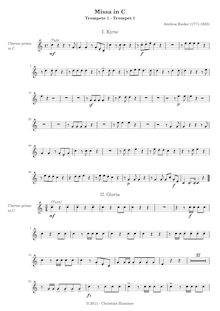 Partition trompette (cor) 1, Messe en C-Dur, Rieder, Ambros