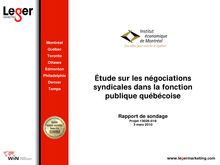 Étude sur les négociations syndicales dans la fonction publique  québécoise
