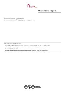 Présentation générale - article ; n°1 ; vol.254, pg 3-5