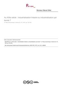 Au XIXe siècle : industrialisation linéaire ou industrialisation par bonds ? - article ; n°5 ; vol.23, pg 723-752